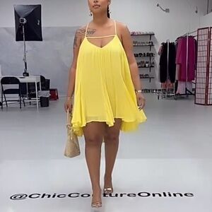 Yellow Chiffon Sundress with T back Large